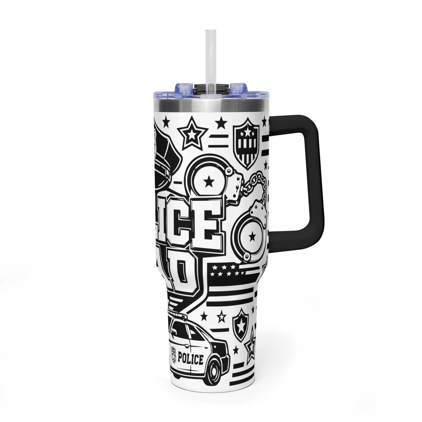 Tumbler — 'Police Dad' 40oz Vacuum Insulated Travel Mug (Patrol Badge Design)
