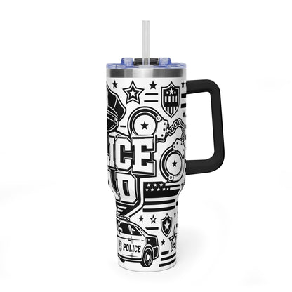 Tumbler — 'Police Dad' 40oz Vacuum Insulated Travel Mug (Patrol Badge Design)
