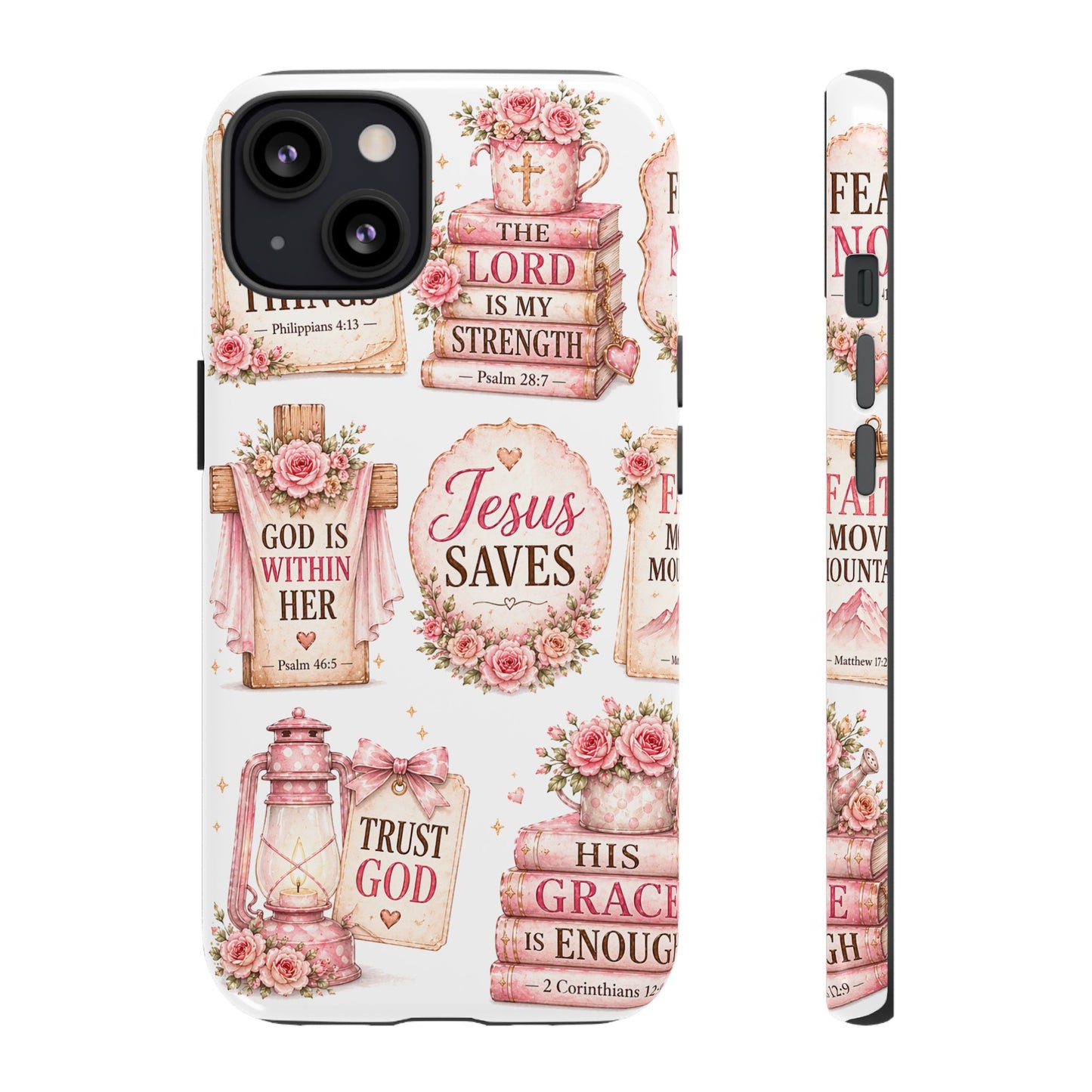 Faith Phone Case — 'Jesus Saves' Floral Christian Scripture iPhone Case