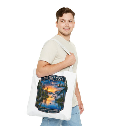 Minnesota Scenic Tote Bag — 'Land of 10,000 Lakes' Sunset Lake Design
