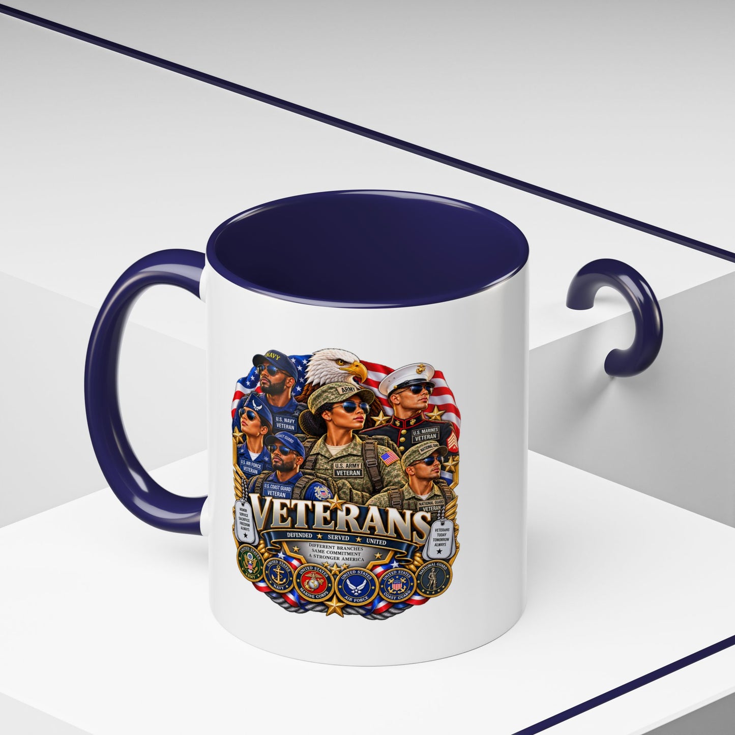 Veterans Tribute Accent Coffee Mug — Patriotic Military Veteran Gift (11/15oz)