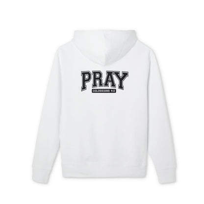 Pray Hoodie – Collegiate 'Pray' Graphic Pullover (Colossians 4:2)