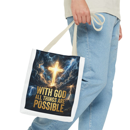 "With God All Things Are Possible" Tote Bag