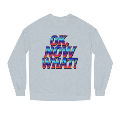 OK, Now What! Crewneck Sweatshirt — Bold Retro Gradient Graphic