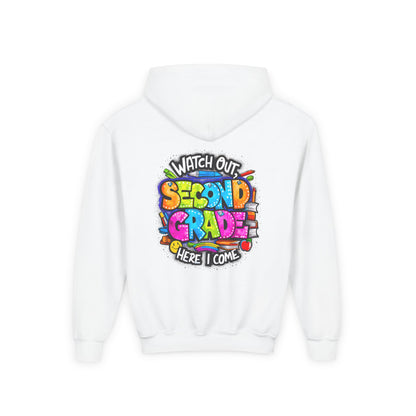 Second Grade Kids' Hoodie - "Watch Out Second Grade Here I Come" Back-to-School Sweatshirt