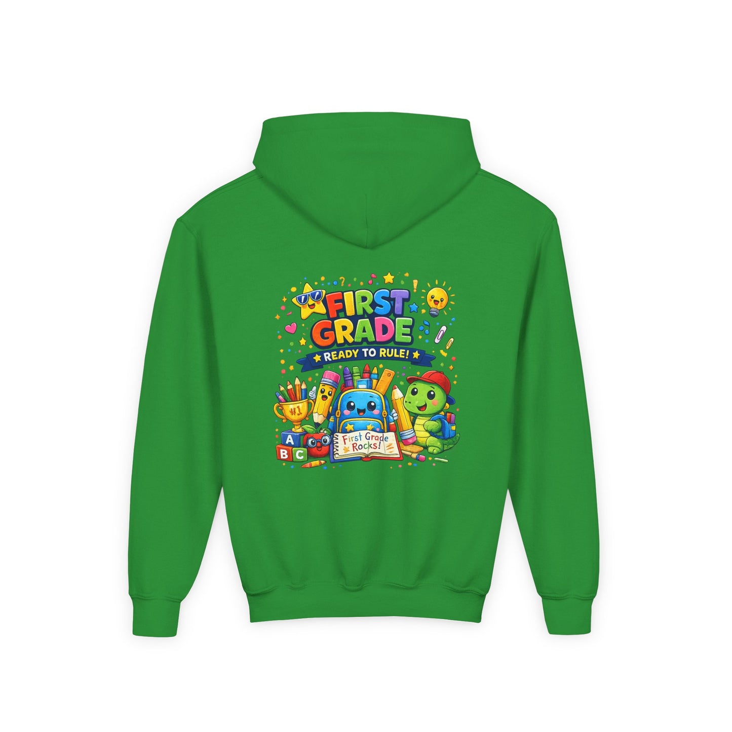 First Grade Hoodie - "First Grade Ready To Rule" Kids Back-to-School Sweatshirt