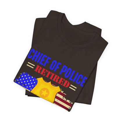 Retired Chief of Police T-Shirt — American Flag Badge Retirement Tee