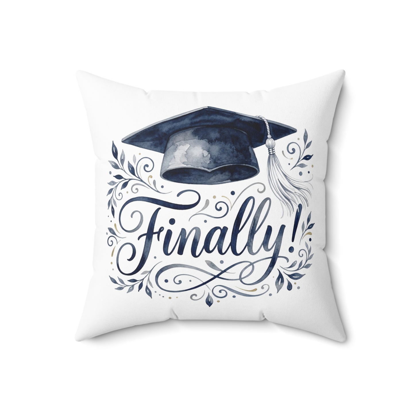 Graduation Pillow with 'Finally!' Cap Design — Graduation Gift Decor