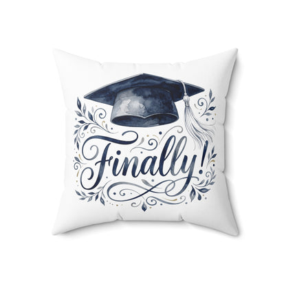 Graduation Pillow with 'Finally!' Cap Design — Graduation Gift Decor