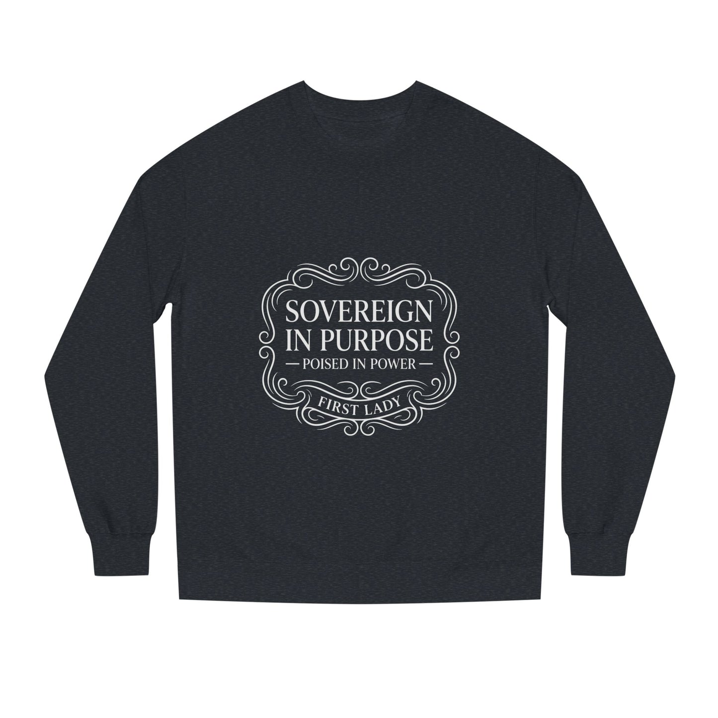 White Crewneck Sweatshirt — Subtle Embossed 'Nowhere to Be Found' Minimal Design