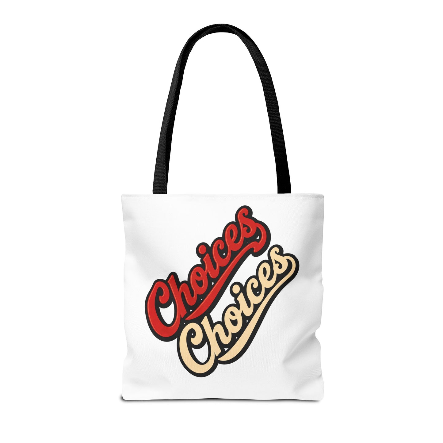 Choices Retro Script Tote Bag — Vintage Two-Tone Typography Canvas Tote