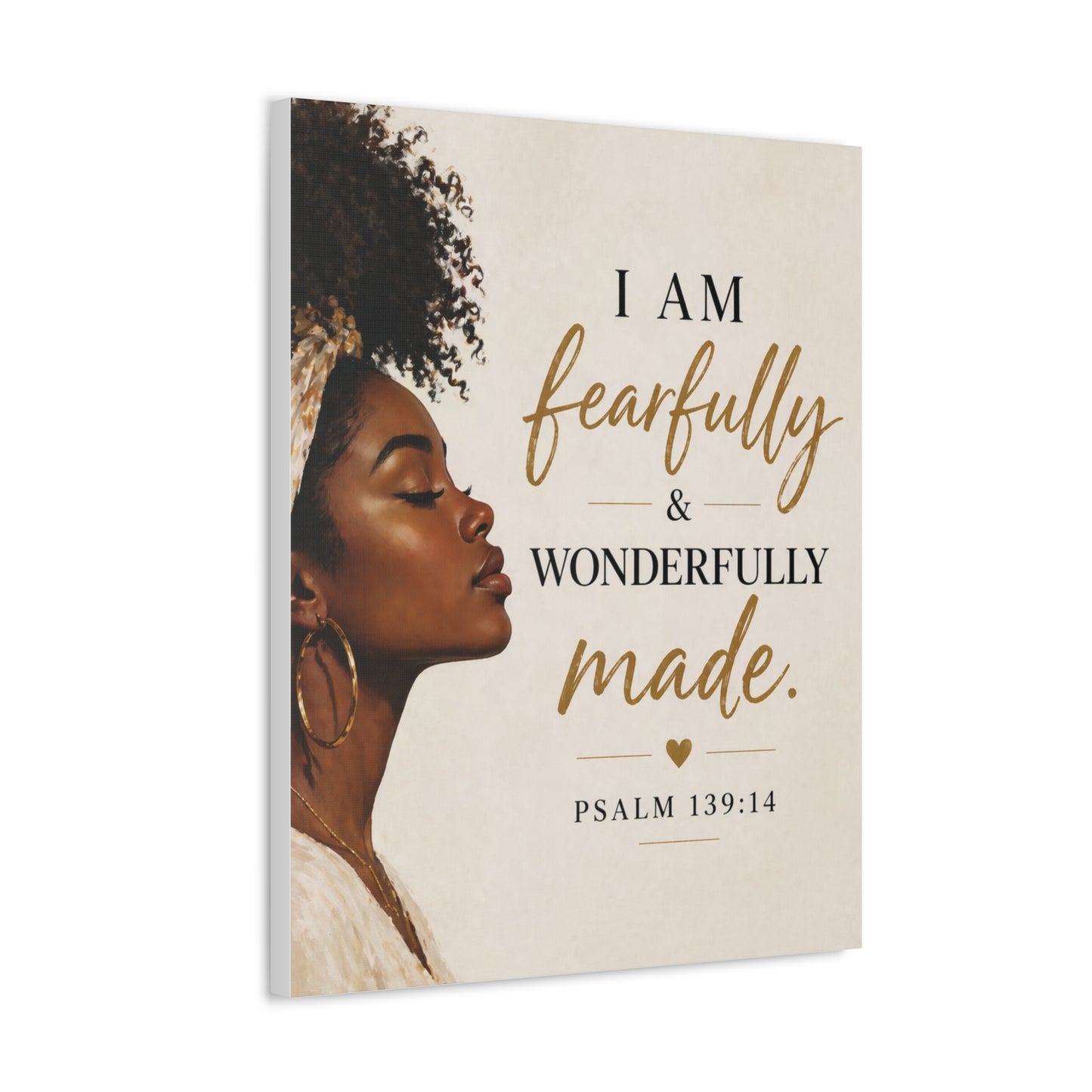 Canvas Wall Art — "I Am Fearfully & Wonderfully Made" Psalm 139:14 Inspirational Portrait
