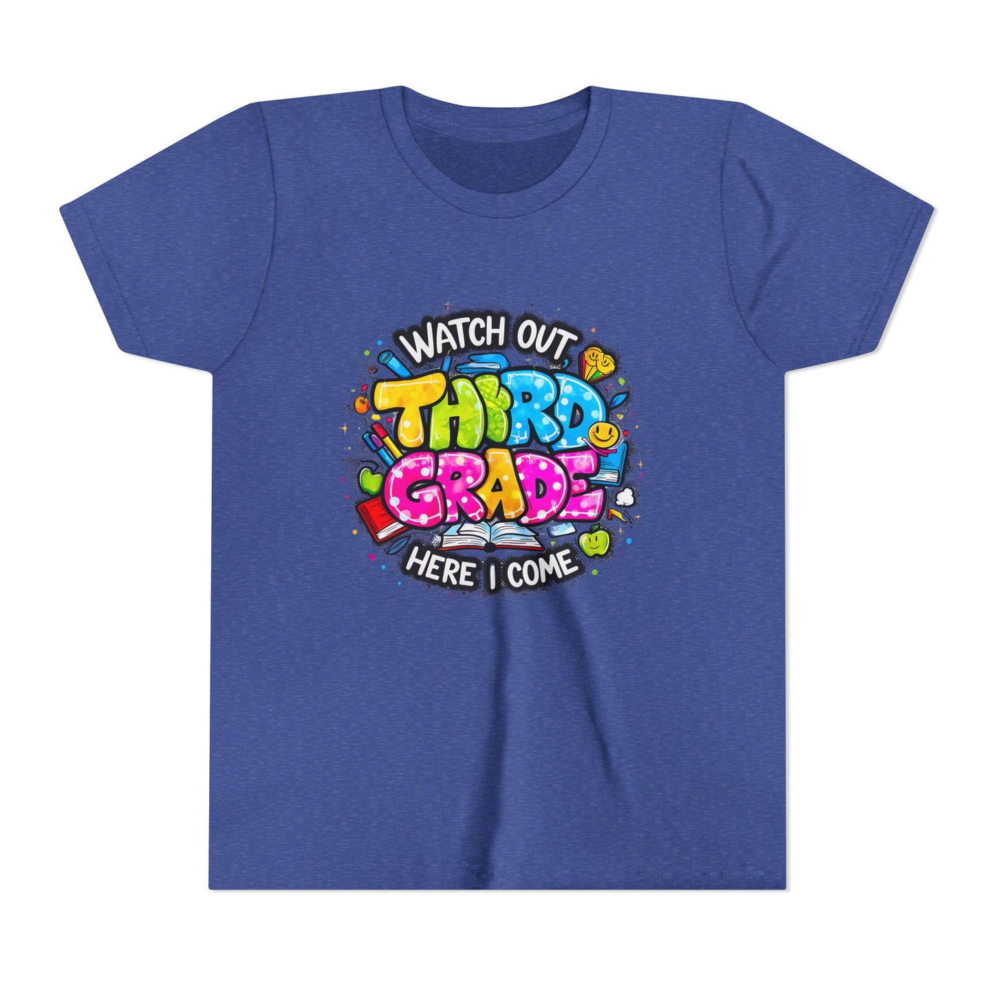 Third Grade Kids T‑Shirt — "Watch Out Third Grade Here I Come" Back-to-School Tee