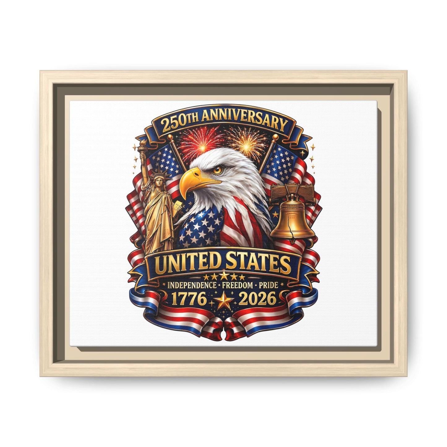 250th Anniversary United States Framed Canvas - Patriotic Eagle 1776–2026