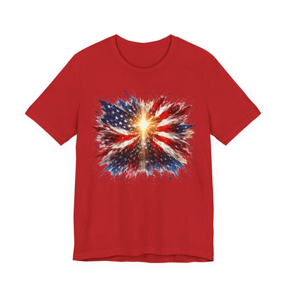 American Flag Explosion T‑Shirt — Patriotic Firework USA Tee
