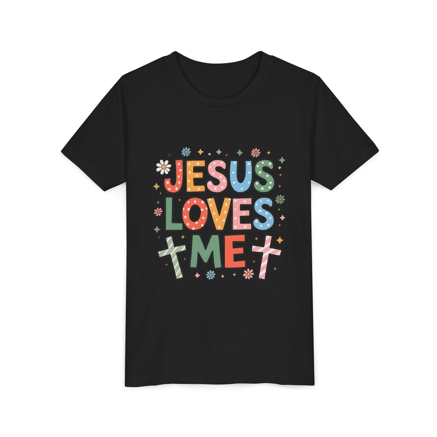 Youth Tee — "Jesus Loves Me" Colorful Christian Kids T-Shirt