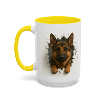 German Shepherd Coffee Mug — "Peek-a-Buddy" Accent Dog Mug (11/15oz)