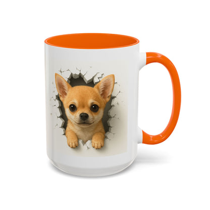 Chihuahua Peek-A-Boo Accent Coffee Mug – Cute Dog Lover Gift (11/15 oz)