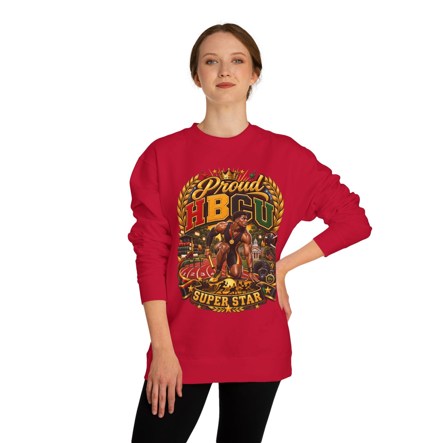 HBCU Proud Crewneck Sweatshirt — "Proud HBCU Super Star" Graphic
