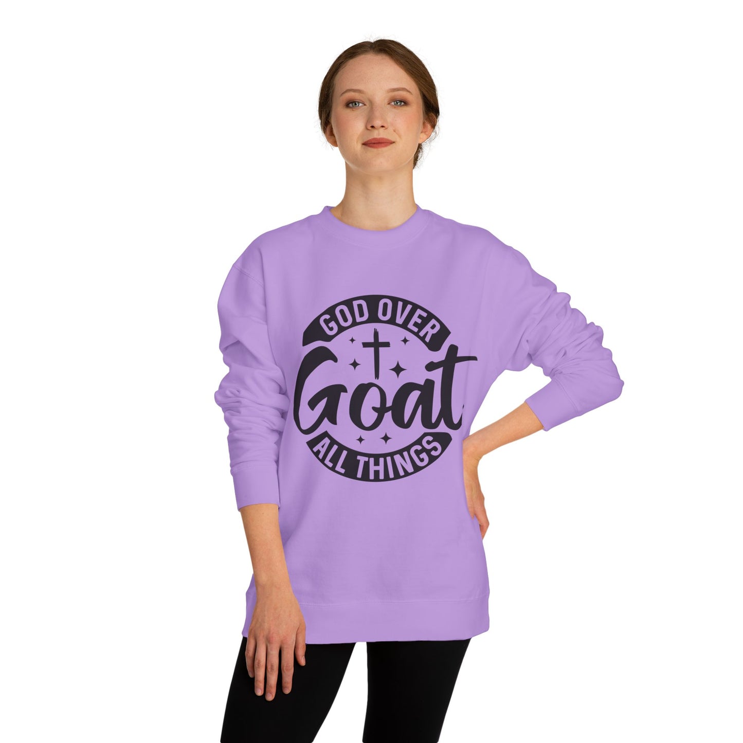 God Over Goat Crewneck Sweatshirt - Christian Faith Graphic Pullover