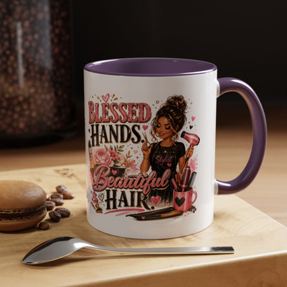 Blessed Hands Beautiful Hair Coffee Mug — Stylist Barber Hairdresser Gift