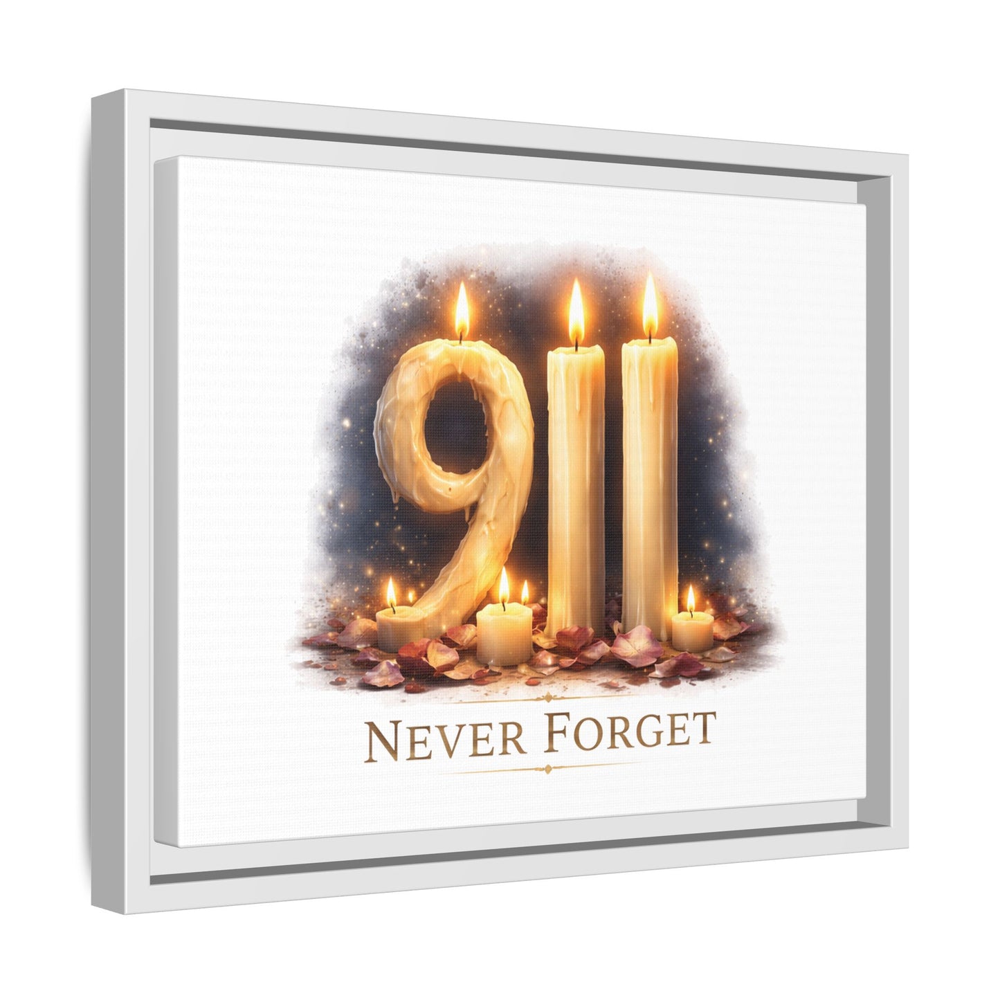 9/11 Never Forget Framed Canvas Print