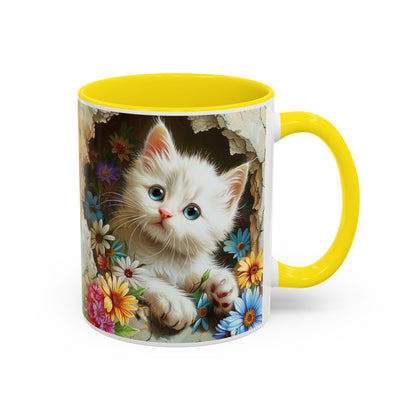 Cute Kitten Floral Accent Coffee Mug (11/15oz)