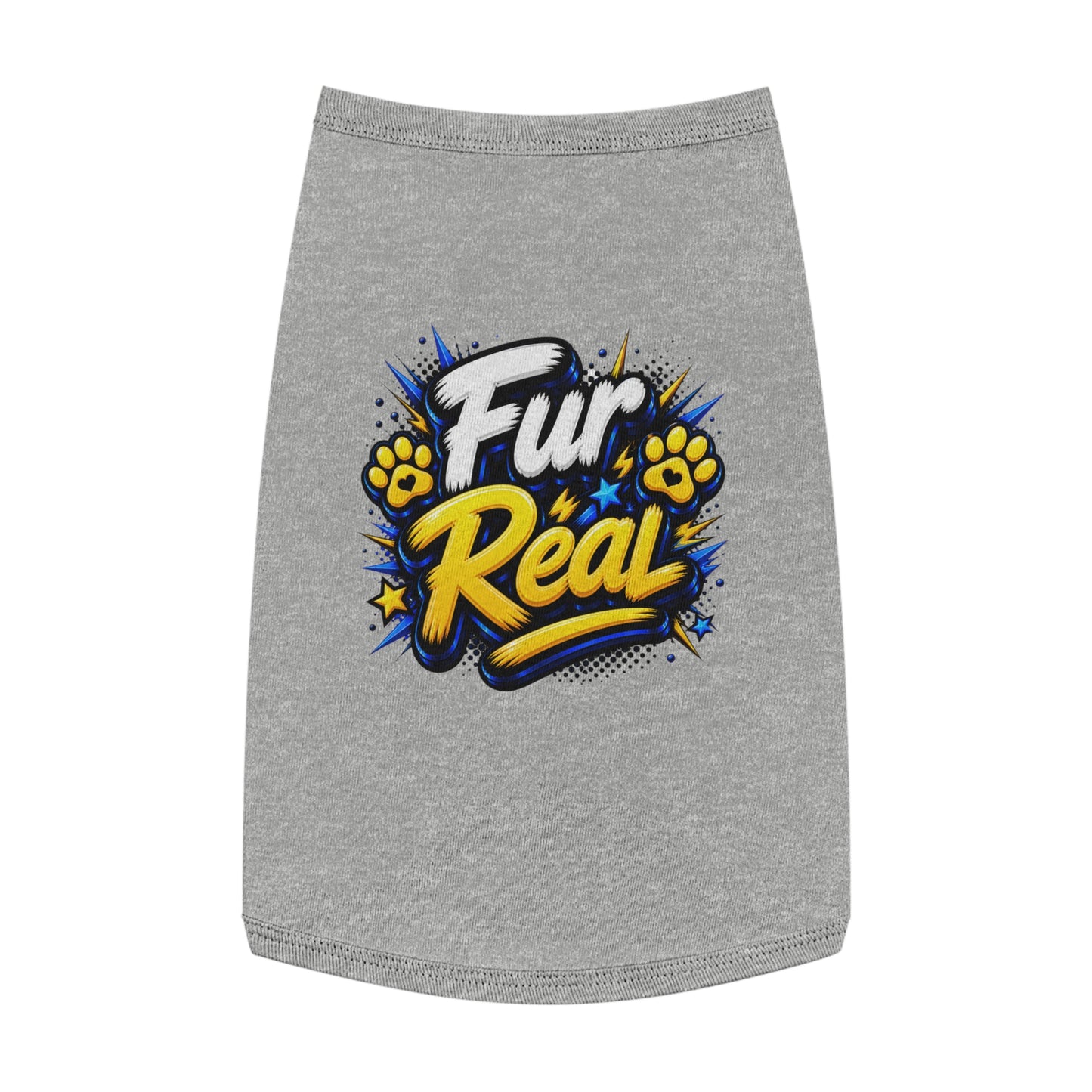 Pet Tank Top - "Fur Real" Graphic Dog & Cat Shirt, Funny Paw Print Pet Tee for Small Dogs & Cats
