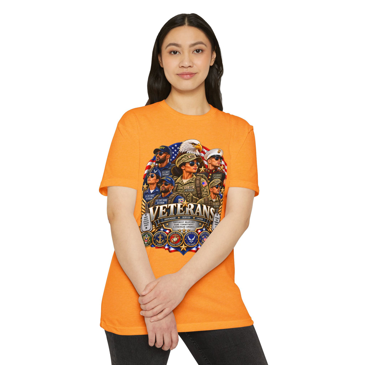 Veterans Tribute T-Shirt – Patriotic Eagle & Service Emblems