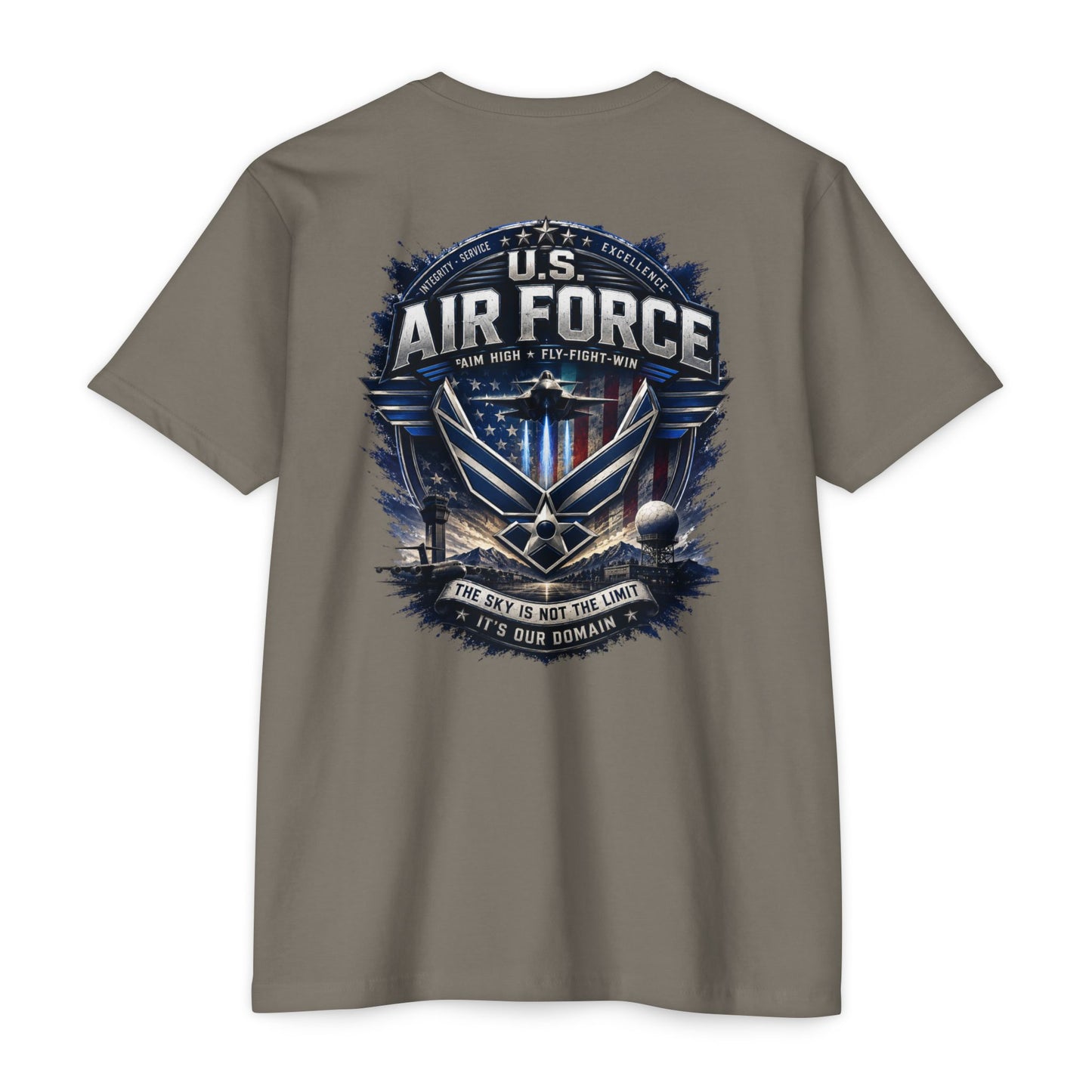 U.S. Air Force Graphic T-Shirt — Military Emblem Tee ("The Sky Is Not The Limit")