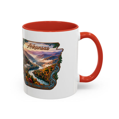 Arkansas Scenic Coffee Mug — Vintage State Map River Landscape (11/15 oz)
