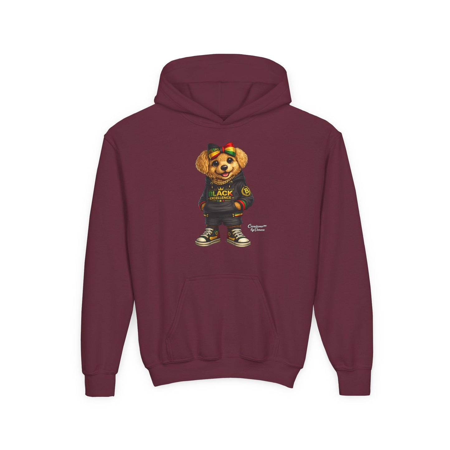Youth Hoodie — Black Excellence Bear Graphic Sweatshirt (Kids)