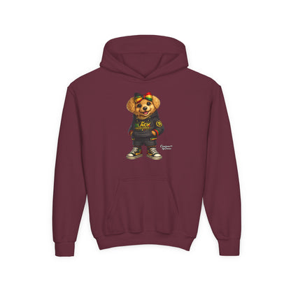 Youth Hoodie — Black Excellence Bear Graphic Sweatshirt (Kids)