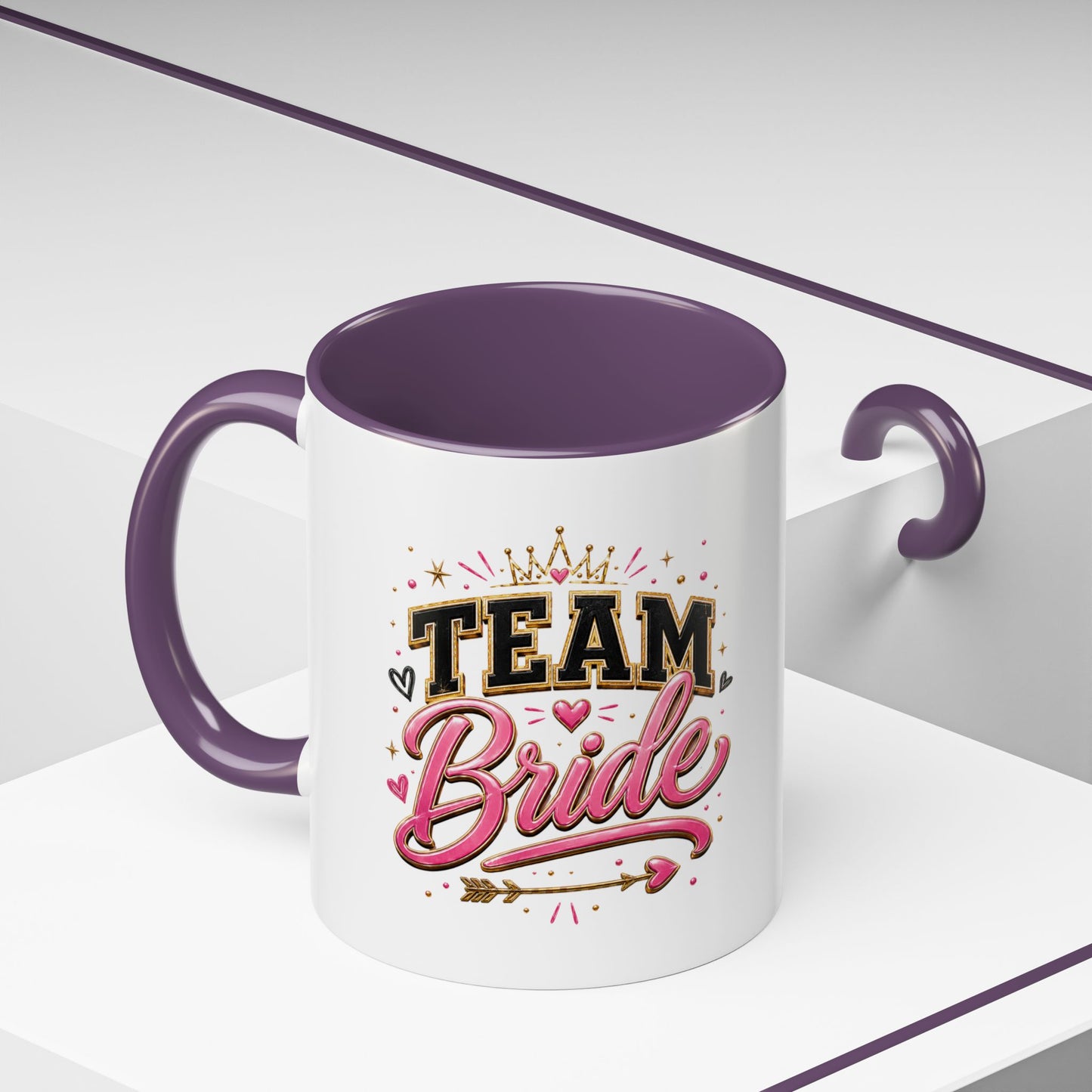 Team Bride Accent Coffee Mug — Pink & Gold Bachelorette Bridal Shower Gift (11/15 oz)