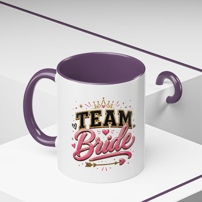 Team Bride Accent Coffee Mug — Pink & Gold Bachelorette Bridal Shower Gift (11/15 oz)