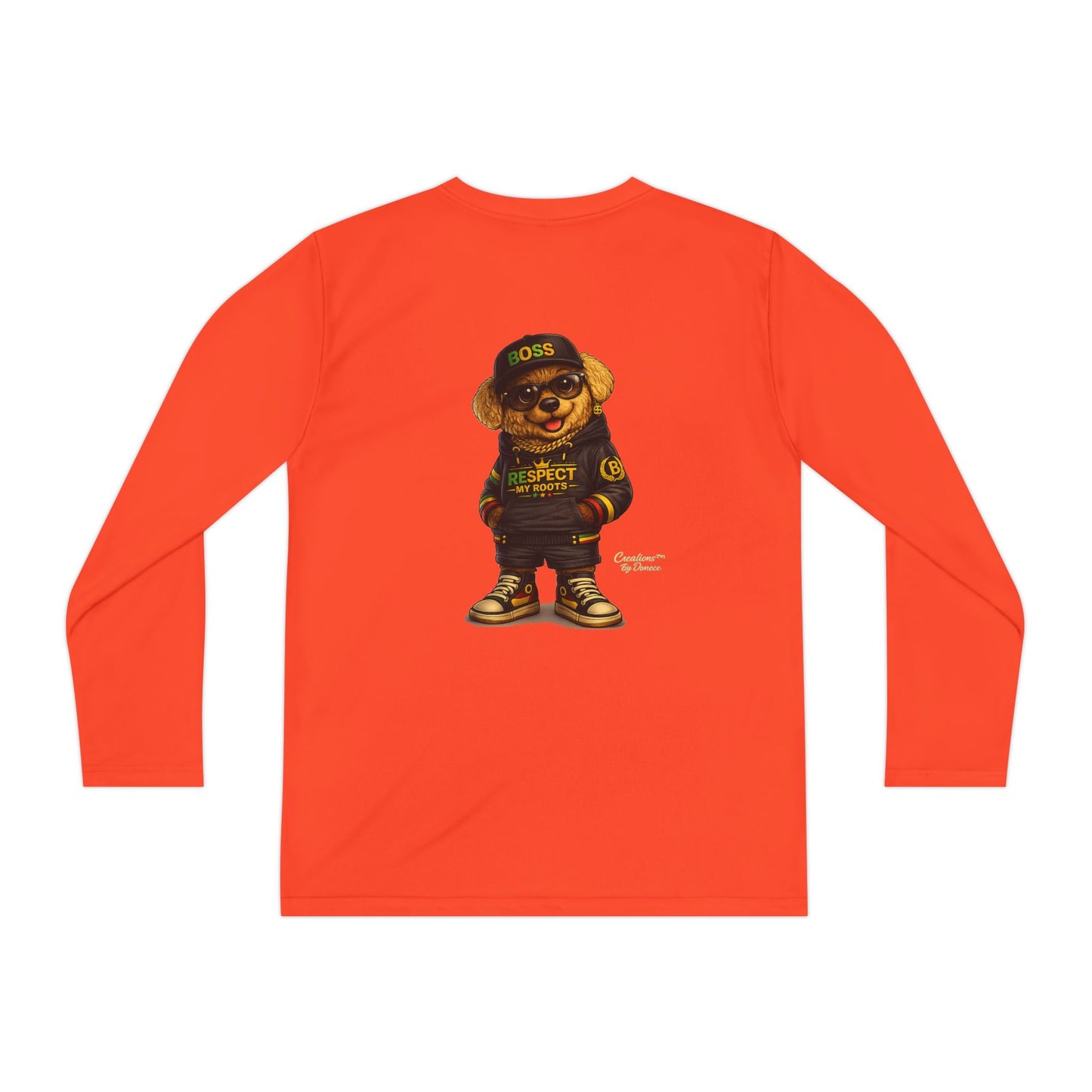 Youth Long Sleeve Tee — Streetwear Bear Graphic, 'Respect' Hip-Hop Kids Shirt