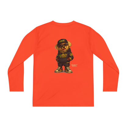 Youth Long Sleeve Tee — Streetwear Bear Graphic, 'Respect' Hip-Hop Kids Shirt
