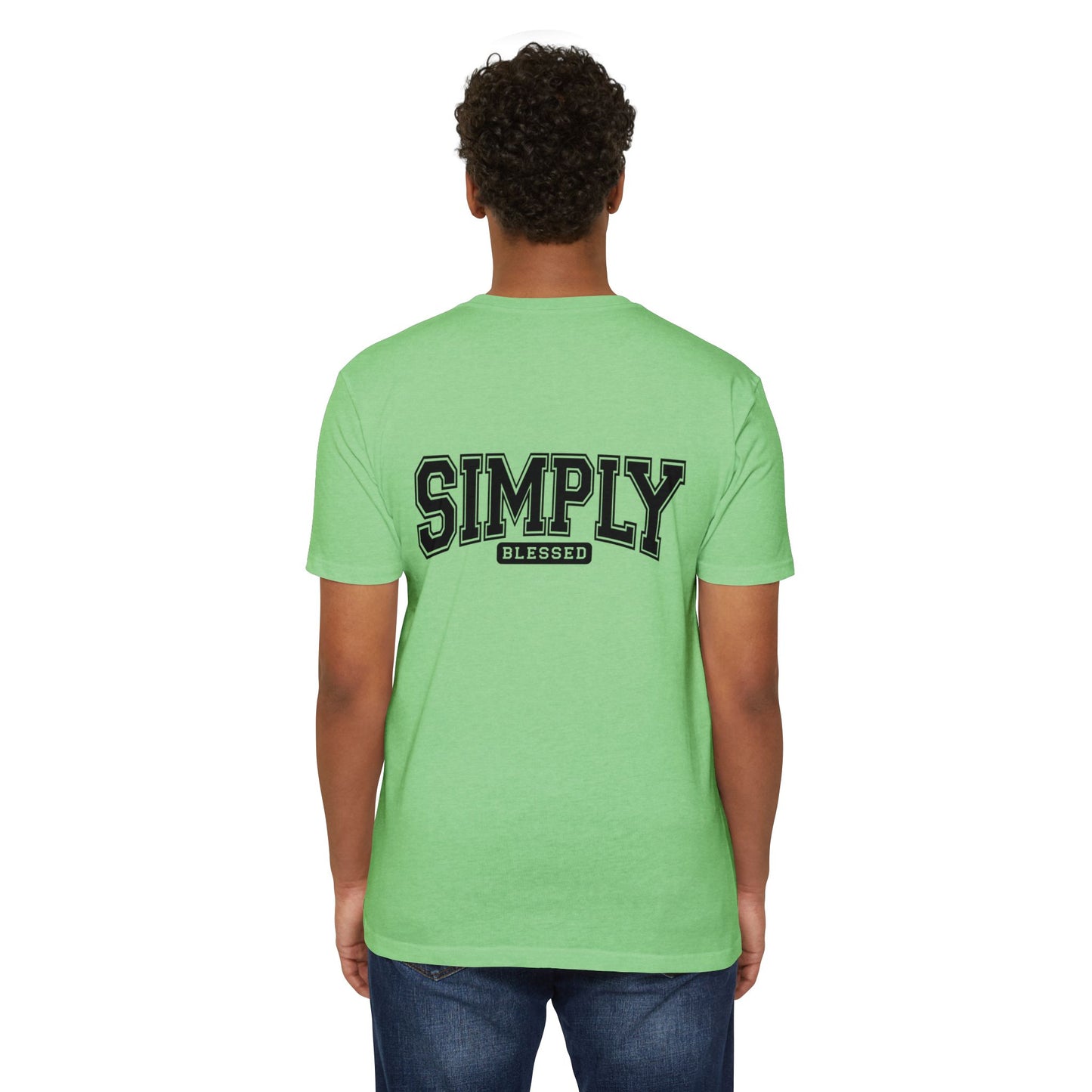 Simply Blessed T-Shirt — Vintage Collegiate Script Faith Tee