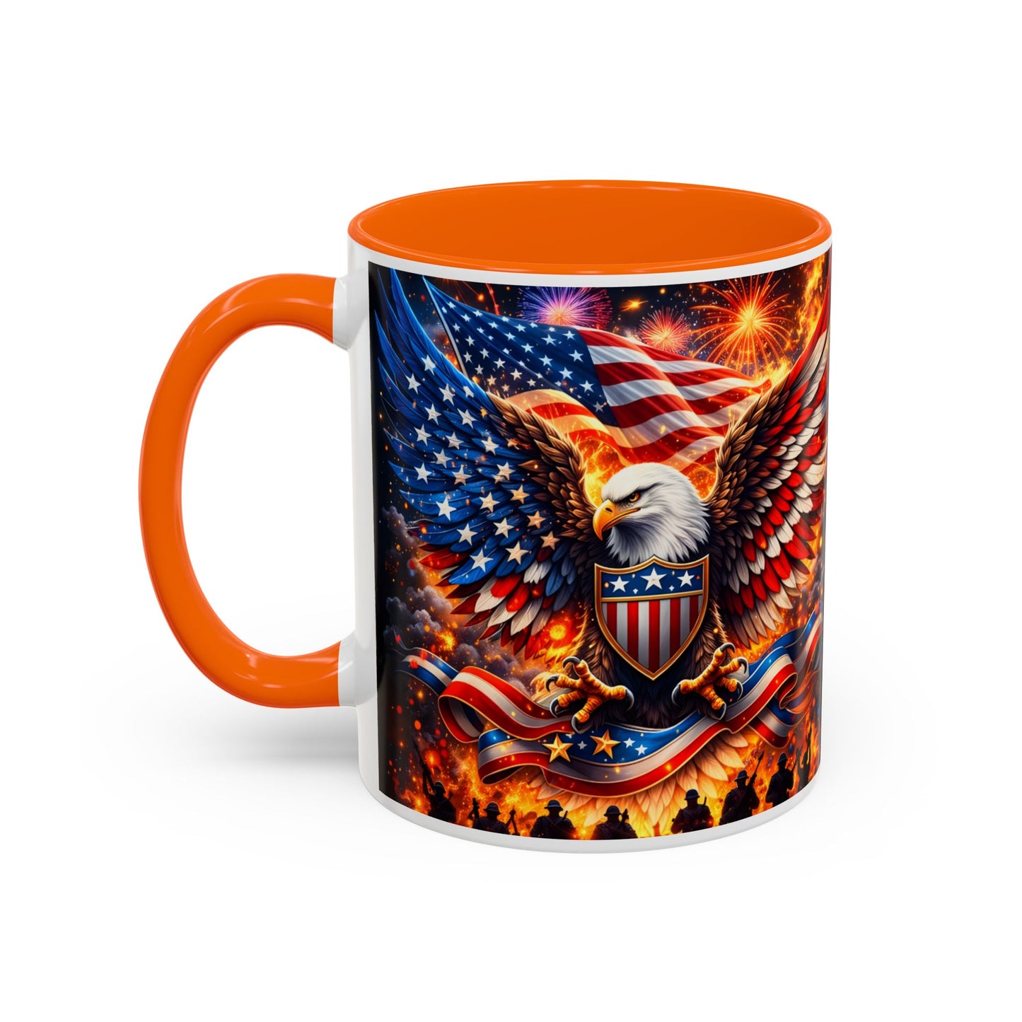 Patriotic Eagle Coffee Mug — American Flag Bald Eagle Accent Mug (11/15oz)