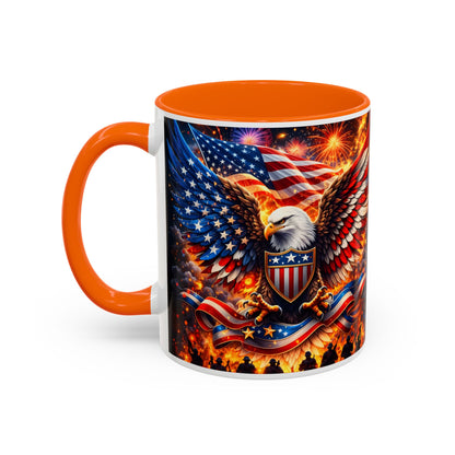 Patriotic Eagle Coffee Mug — American Flag Bald Eagle Accent Mug (11/15oz)