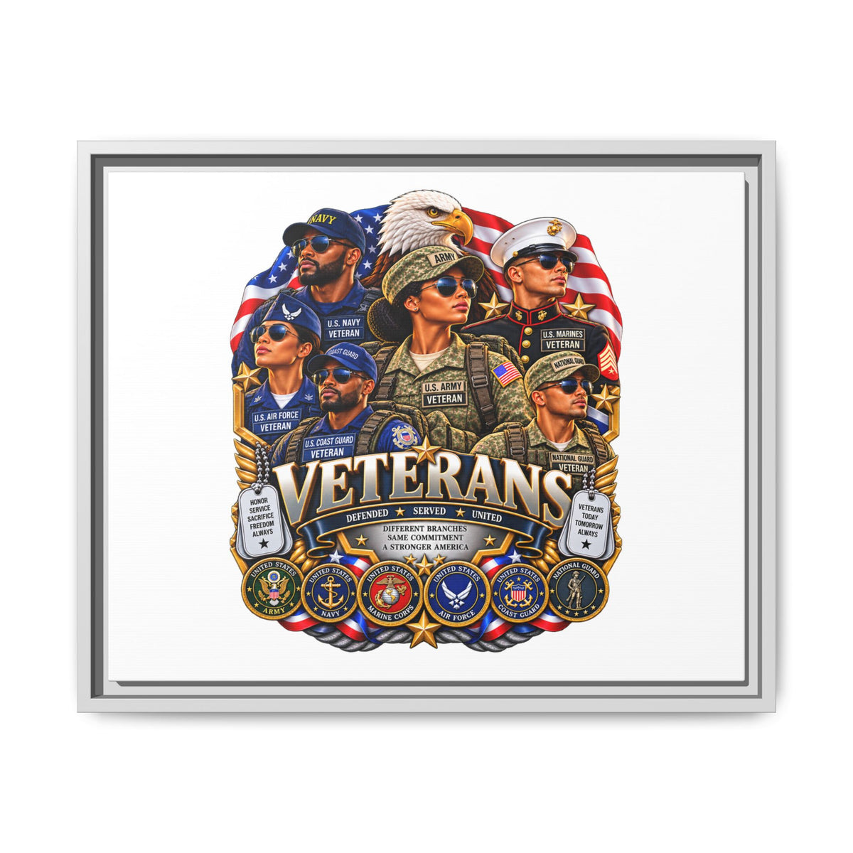Veterans Tribute Matte Canvas Framed Wall Art