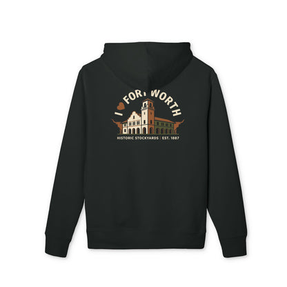 Fort Worth Historic Stockyards Hoodie — Retro Texas Landmark Pullover