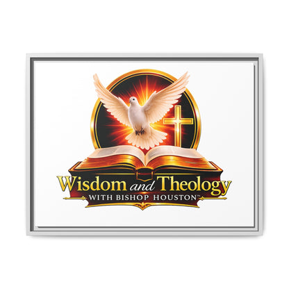Framed Canvas Print — "Wisdom and Theology" Dove & Bible Wall Art