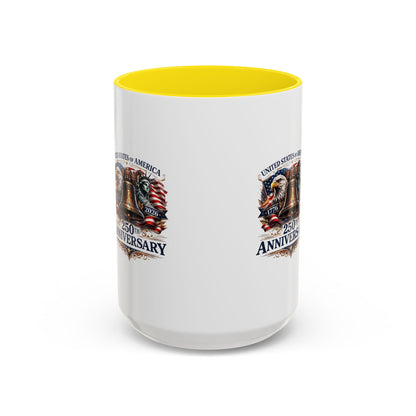 250th Anniversary Accent Coffee Mug — Patriotic United States Bell & Eagle Design (11/15 oz)