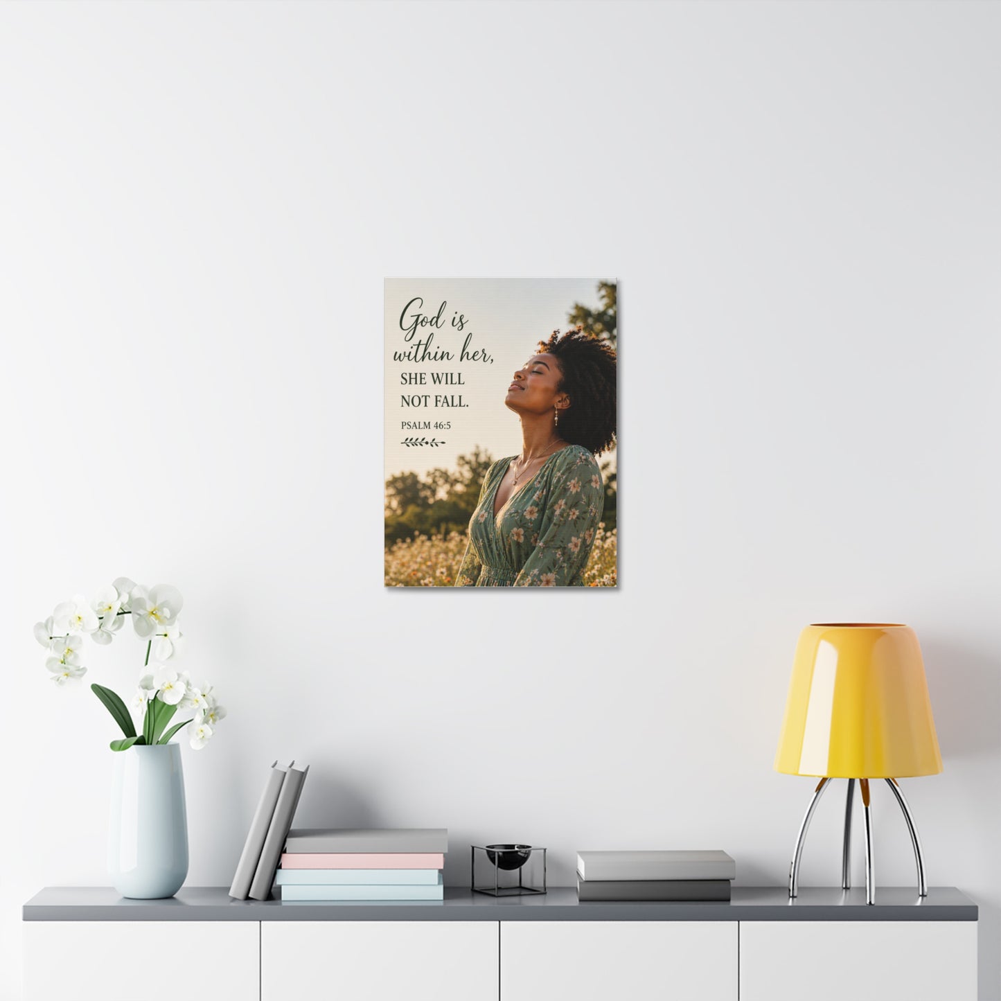 Canvas Wall Art - "God is within her, she will not fall." Psalm 46:5 Inspirational Faith Print