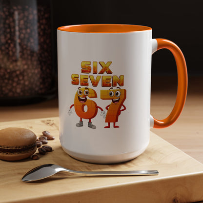 Six Seven Cartoon Number Coffee Mug - Fun Math Teacher Gift (11/15oz)