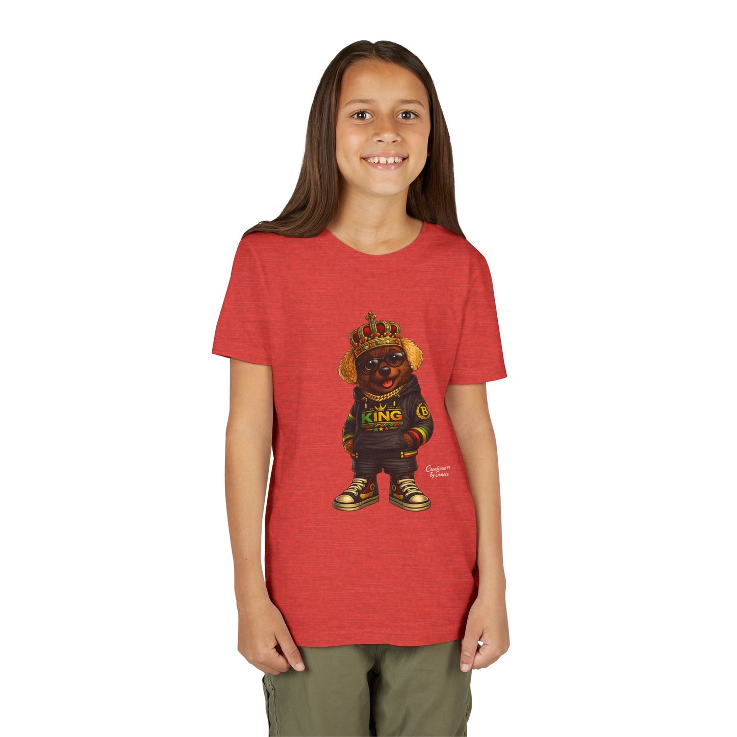 Youth Tee — 'Lil King' Crowned Bear Graphic Shirt