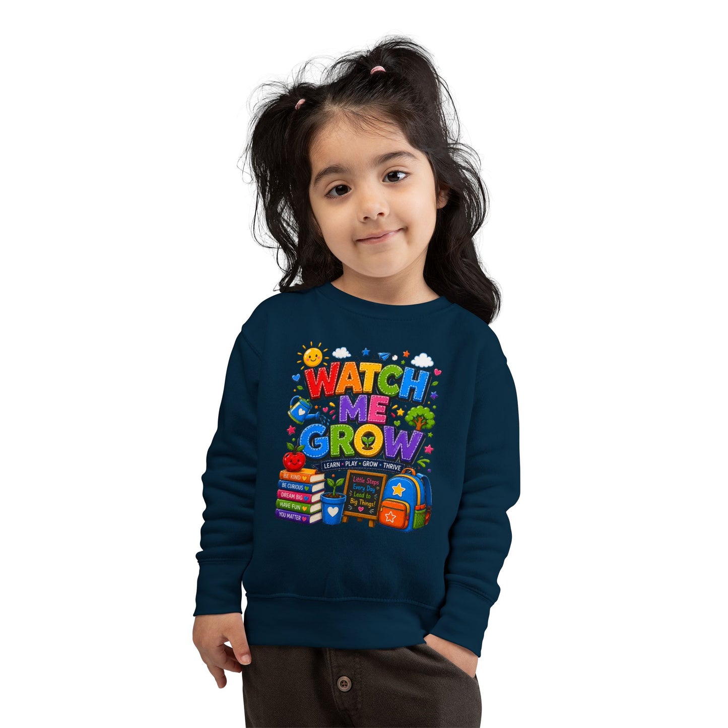 Toddler Sweatshirt — "Watch Me Grow" Back-to-School Kids Pullover