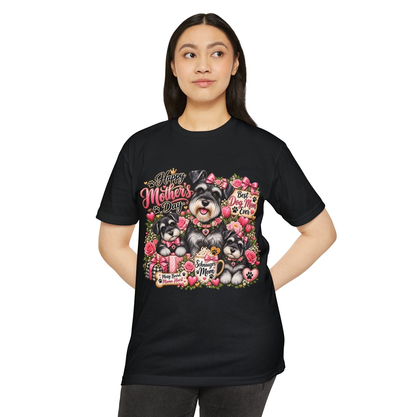 Mother's Day Schnauzer T-Shirt — "Happy Mother's Day" Dog Mom Tee