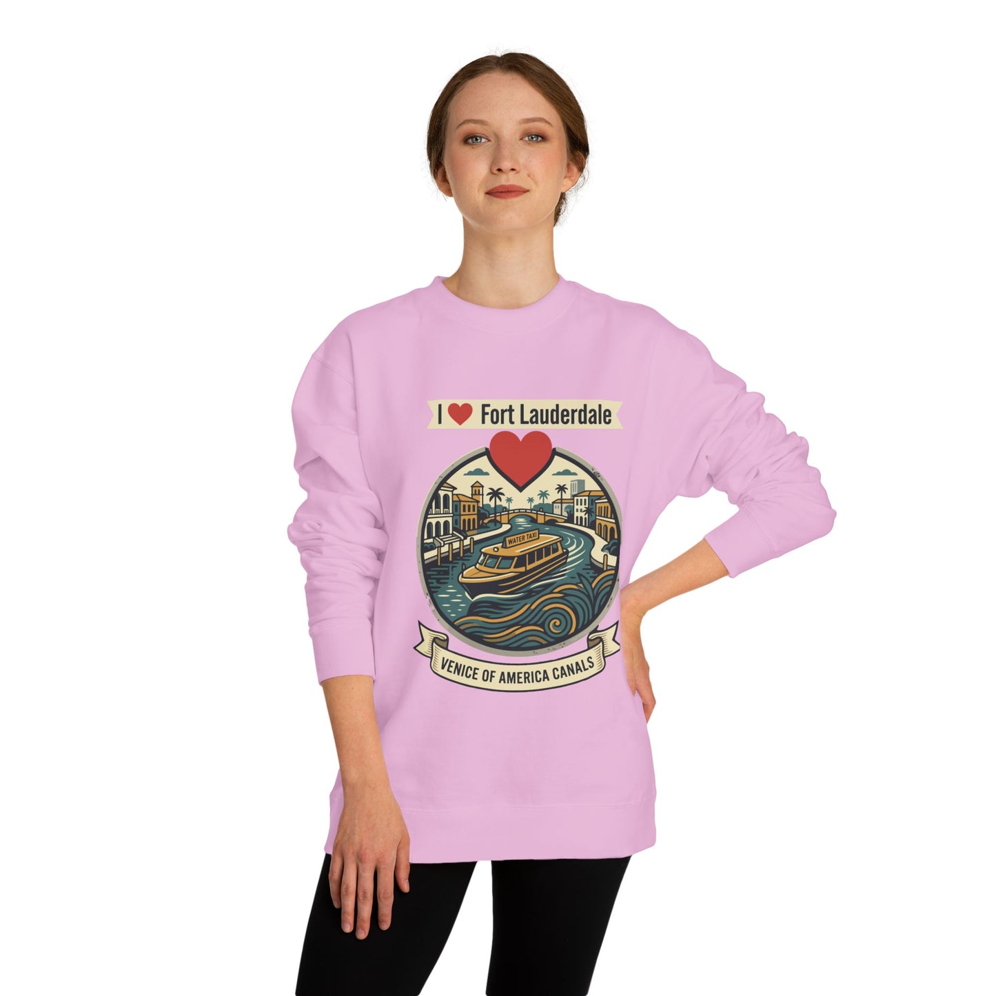 I  Fort Lauderdale Crewneck Sweatshirt — Venice of America Canals Graphic